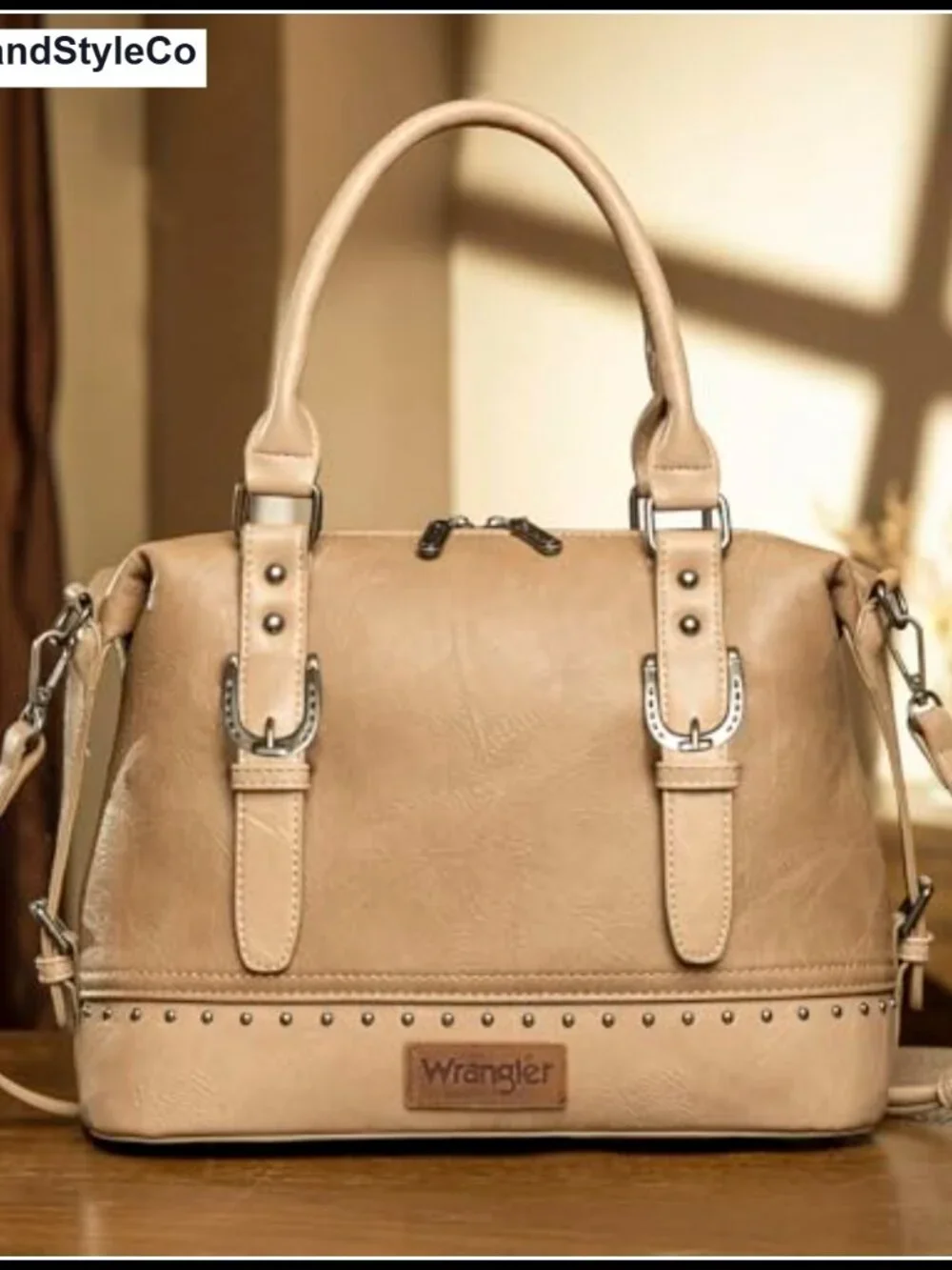 Faux Leather Western Barrel Satchel Handbag with Detachable Strap, 3 Pockets